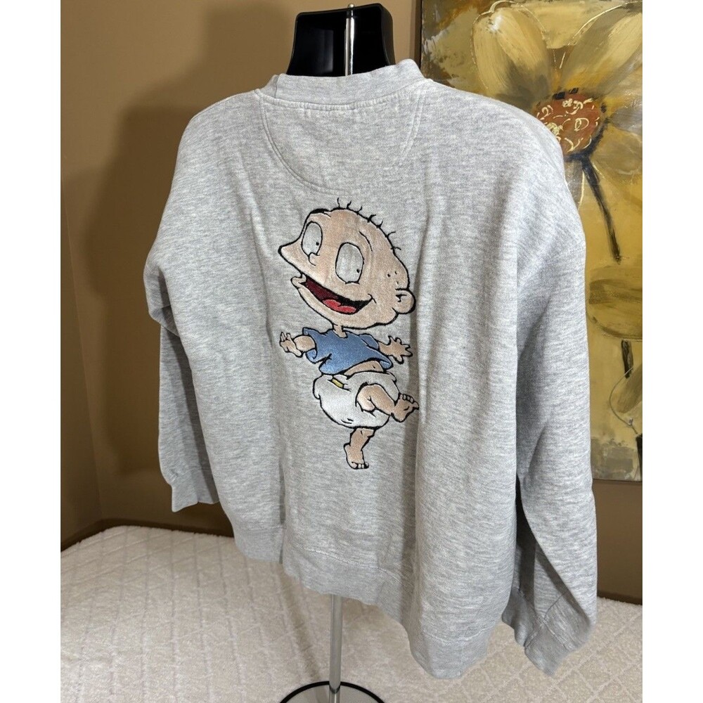 Vintage Wolf 90s Rugrats Show Tommy Pickles 2 Sided Embroidered Sweatshirt Large - Picture 10 of 16